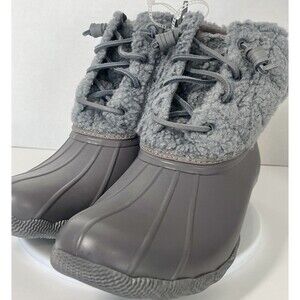 Sperry Saltwater Sherpa Duck Boots Weatherproof STS87770 Women’s 8.5 Gray